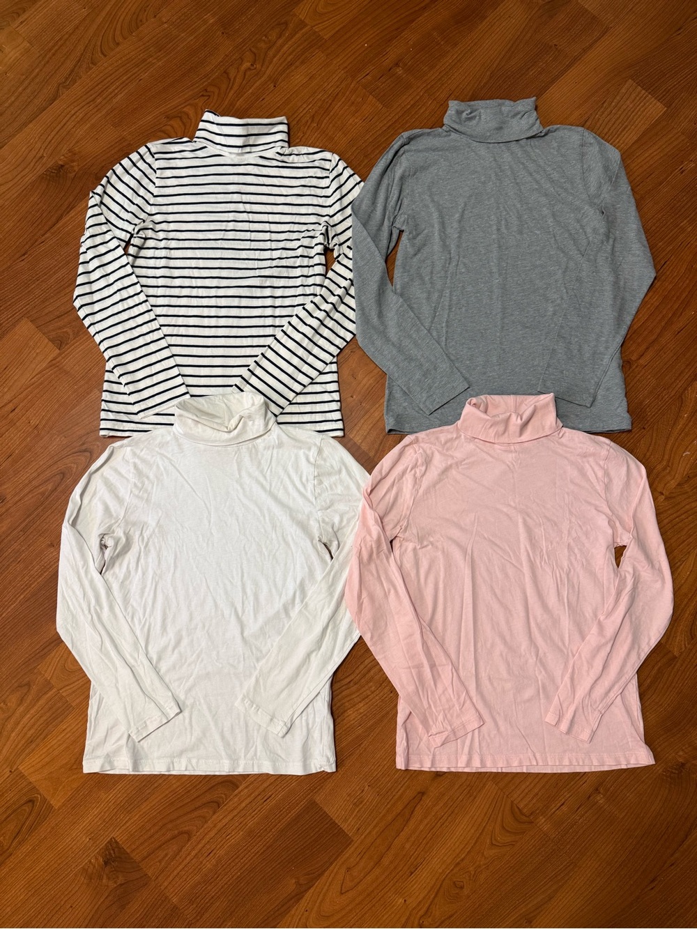 Jcrew Women’s Long-Sleeve Turtleneck Set of 4 - Pink, Gray, White, Navy Stripe